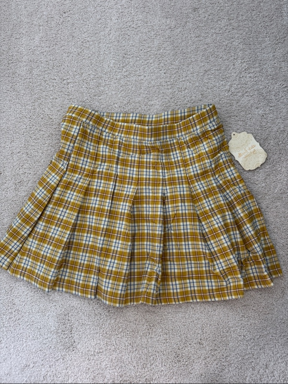 Altar'd State Mustard Plaid Skater Skirt